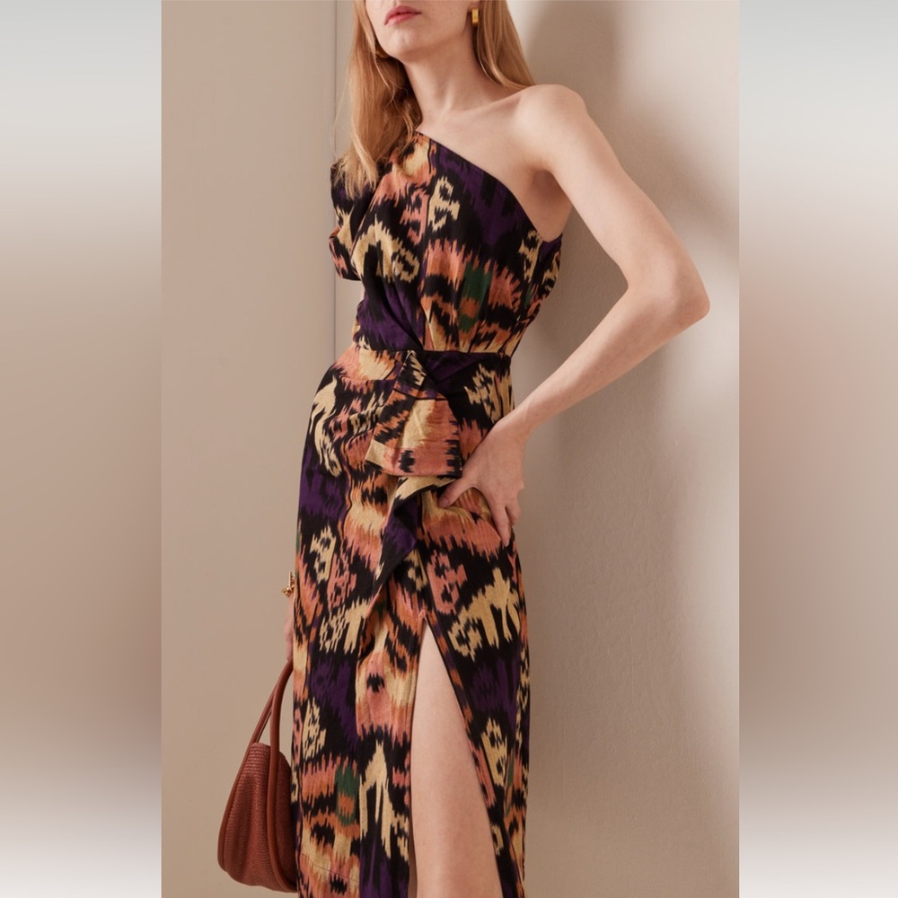 Ulla Johnson Idra Ikat One-Shoulder Dress in Black Iris size 4 - Picture 3 of 9
